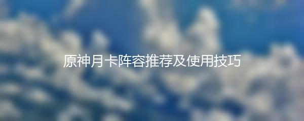 原神月卡阵容推荐及使用技巧