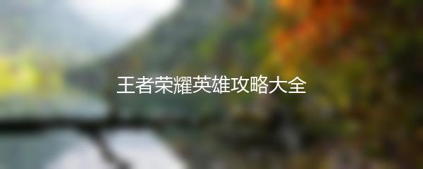 王者荣耀英雄攻略大全