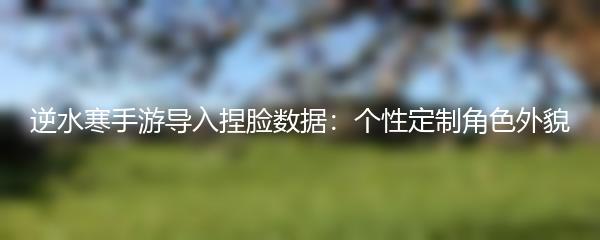 逆水寒手游导入捏脸数据：个性定制角色外貌