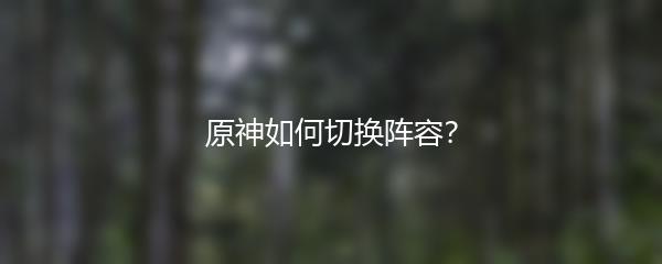 原神如何切换阵容？