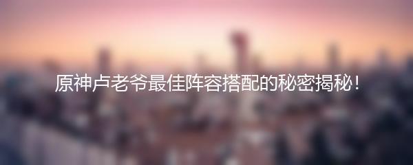 原神卢老爷最佳阵容搭配的秘密揭秘！