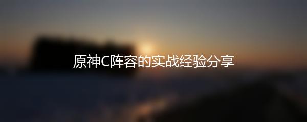 原神C阵容的实战经验分享