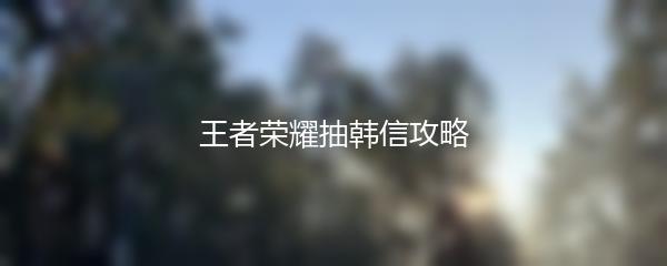 王者荣耀抽韩信攻略