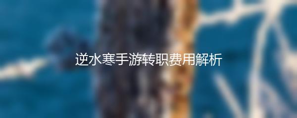 逆水寒手游转职费用解析