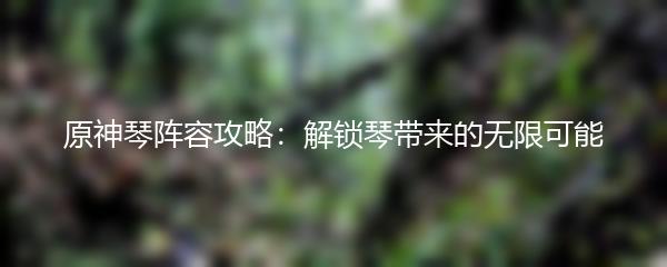 原神琴阵容攻略：解锁琴带来的无限可能