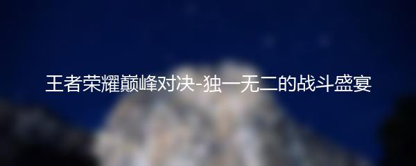 王者荣耀巅峰对决-独一无二的战斗盛宴