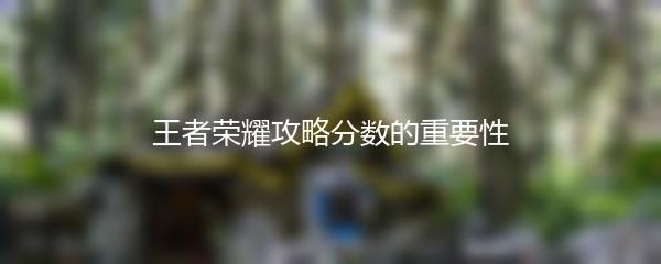 王者荣耀攻略分数的重要性