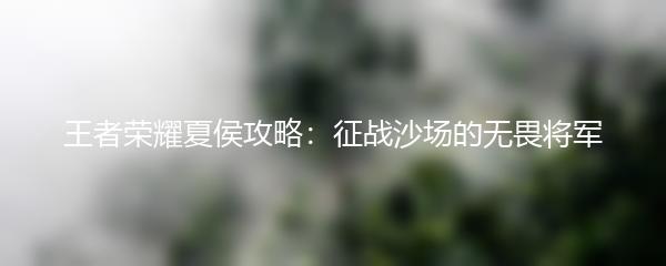 王者荣耀夏侯攻略：征战沙场的无畏将军