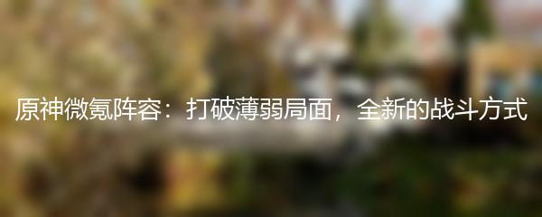 原神微氪阵容：打破薄弱局面，全新的战斗方式