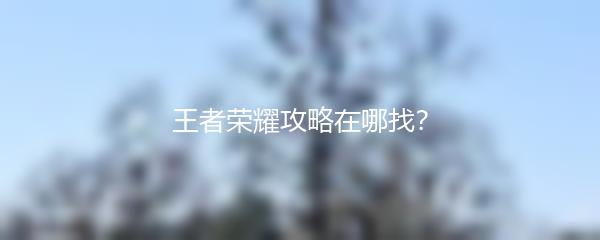 王者荣耀攻略在哪找？