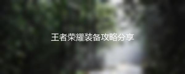 王者荣耀装备攻略分享