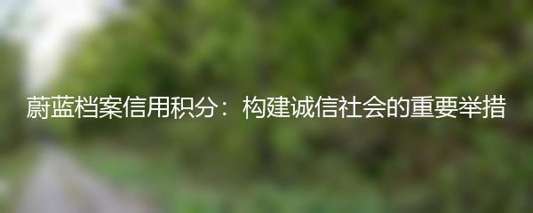 蔚蓝档案信用积分：构建诚信社会的重要举措