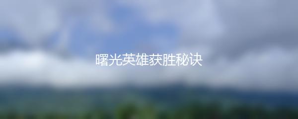 曙光英雄获胜秘诀