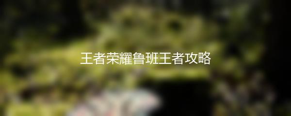 王者荣耀鲁班王者攻略