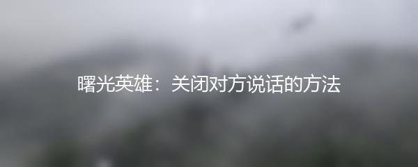 曙光英雄：关闭对方说话的方法