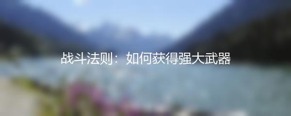 战斗法则：如何获得强大武器