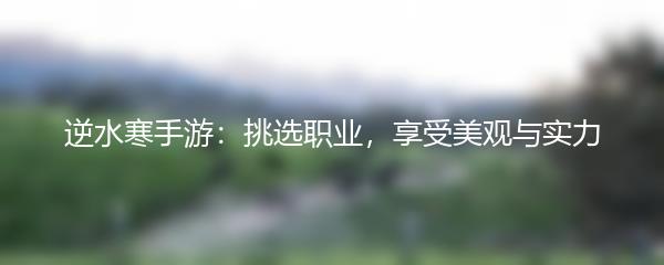 逆水寒手游：挑选职业，享受美观与实力