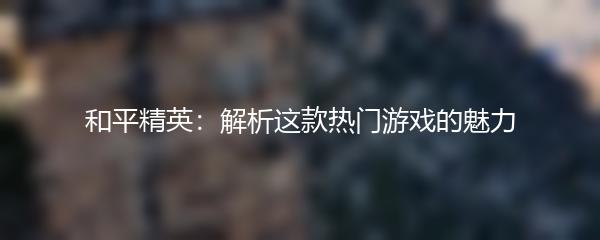 和平精英：解析这款热门游戏的魅力