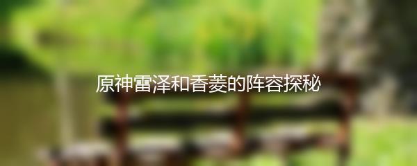 原神雷泽和香菱的阵容探秘