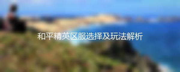 和平精英区服选择及玩法解析