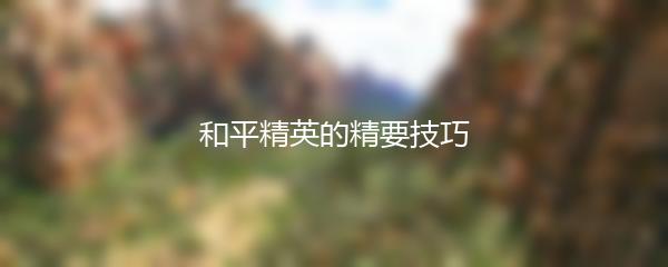 和平精英的精要技巧