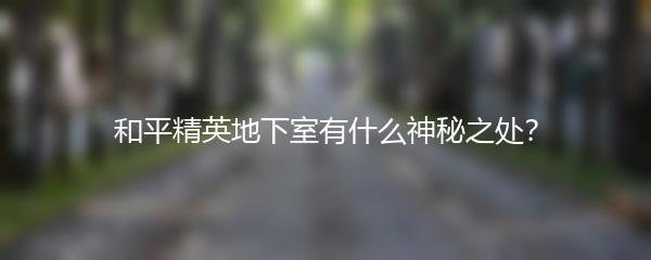 和平精英地下室有什么神秘之处？