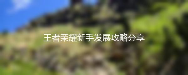 王者荣耀新手发展攻略分享