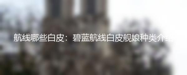 航线哪些白皮：碧蓝航线白皮舰娘种类介绍