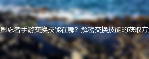 火影忍者手游交换技能在哪？解密交换技能的获取方法