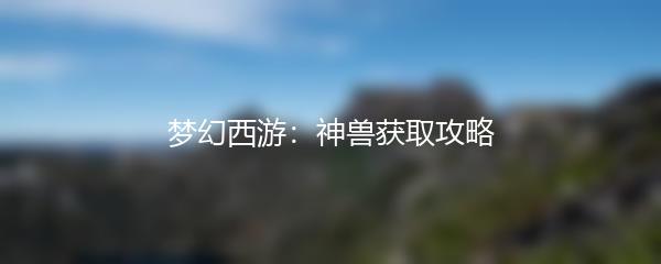 梦幻西游：神兽获取攻略