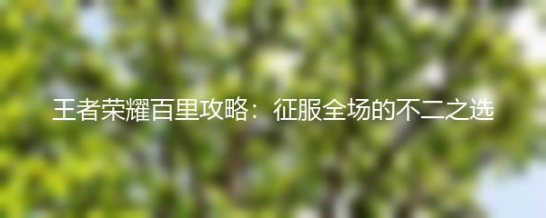 王者荣耀百里攻略：征服全场的不二之选