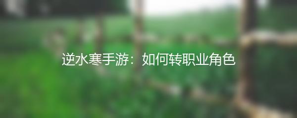 逆水寒手游：如何转职业角色