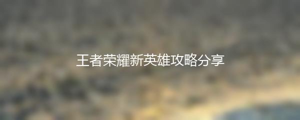 王者荣耀新英雄攻略分享