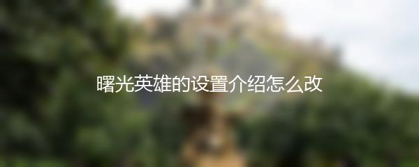 曙光英雄的设置介绍怎么改