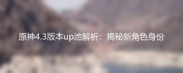 原神4.3版本up池解析：揭秘新角色身份