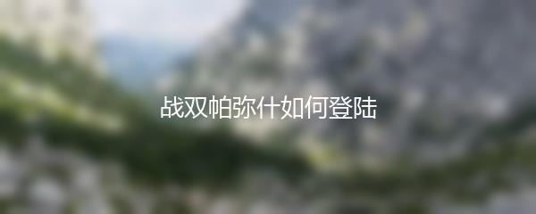 战双帕弥什如何登陆