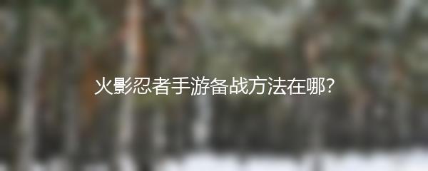 火影忍者手游备战方法在哪？