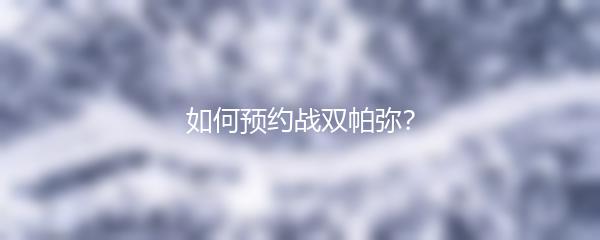 如何预约战双帕弥？