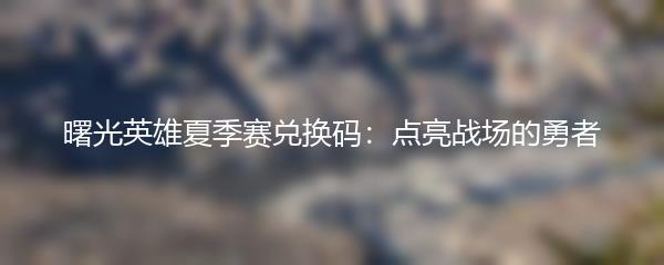 曙光英雄夏季赛兑换码：点亮战场的勇者