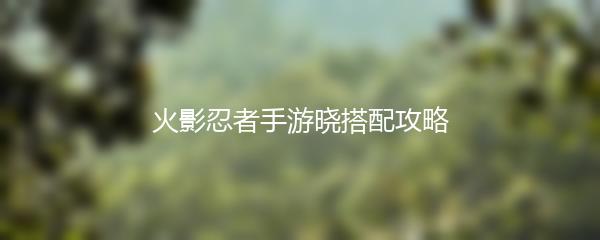 火影忍者手游晓搭配攻略