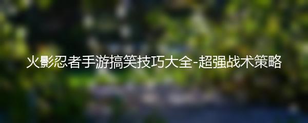 火影忍者手游搞笑技巧大全-超强战术策略