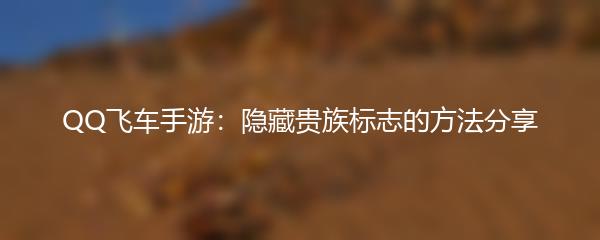 QQ飞车手游：隐藏贵族标志的方法分享
