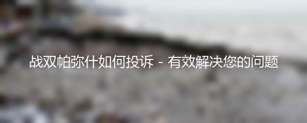 战双帕弥什如何投诉 - 有效解决您的问题