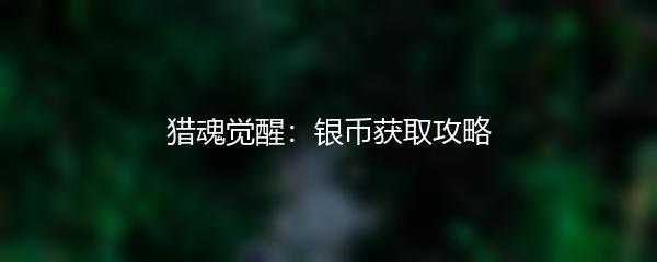 猎魂觉醒：银币获取攻略