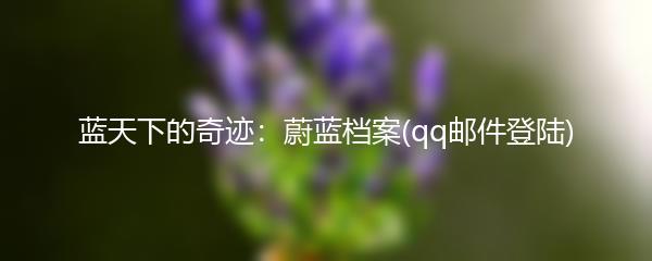 蓝天下的奇迹：蔚蓝档案(qq邮件登陆)