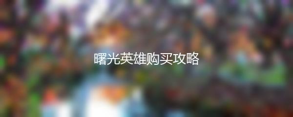 曙光英雄购买攻略