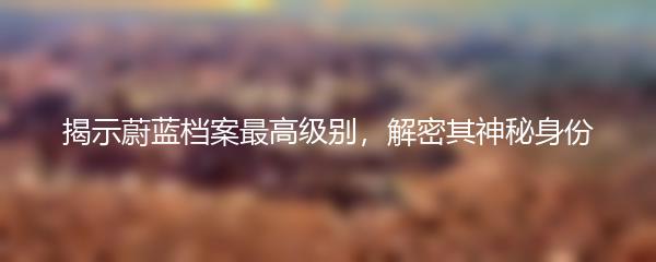 揭示蔚蓝档案最高级别，解密其神秘身份