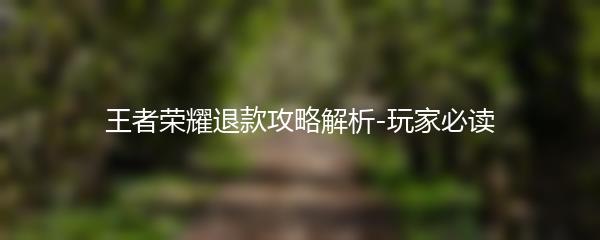 王者荣耀退款攻略解析-玩家必读
