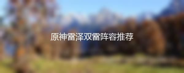 原神雷泽双雷阵容推荐