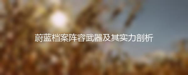 蔚蓝档案阵容武器及其实力剖析